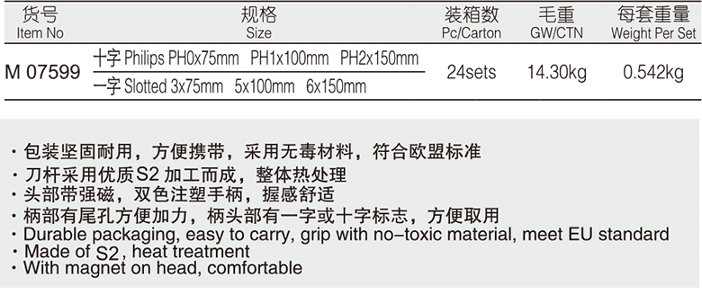 耐油柄螺丝批组套（6PCS挂袋）(图1)