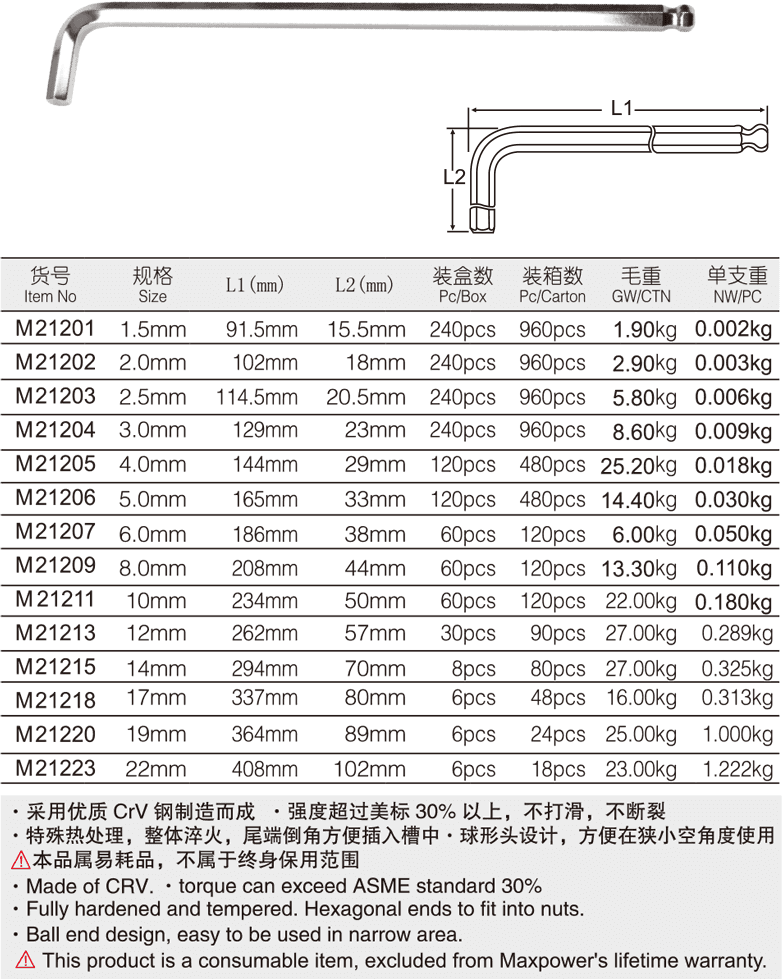 专业级球头特长内六角扳手(图1)